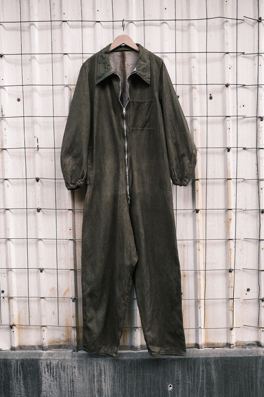 1950's BRITISH ARMY Green Denim Anti Louse Jumpsuit version