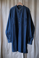 Engineered Garments Collarless Denim Pullover Shirt Japanese designer brand collarless denim long pullover blouse made in the United States