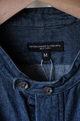 Engineered Garments Collarless Denim Pullover Shirt Japanese designer brand collarless denim long pullover blouse made in the United States