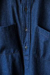 Engineered Garments Collarless Denim Pullover Shirt Japanese designer brand collarless denim long pullover blouse made in the United States