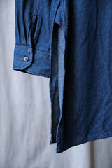 Engineered Garments Collarless Denim Pullover Shirt Japanese designer brand collarless denim long pullover blouse made in the United States
