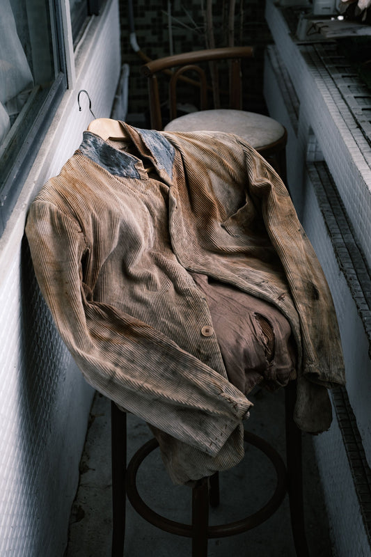 1950's French CONCHON-QUINETTE Distressed Corduroy Suit Jacket 法國古著舊化襤褸燈芯絨西裝外套