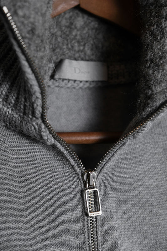 Dior Homme by Kris Van Assche and 10A/W Alpaca Collar Full Zip Sweater Made in Italy