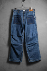 MATSUFUJI Denim Wide Trousers INDIGO Japanese designer brand knee pleated three-dimensional denim wide pants