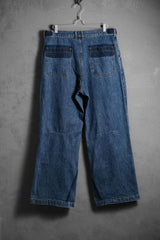 MATSUFUJI Denim Wide Trousers INDIGO Japanese designer brand knee pleated three-dimensional denim wide pants