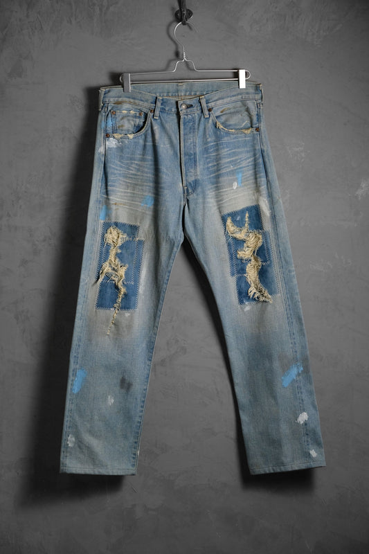 Levi's Vintage Clothing LVC 2000年代 55501 セルビッジデニムジーンズ J22工場 日本製セルビッジジーンズ ダメージペイント 水はね 洗浄工程