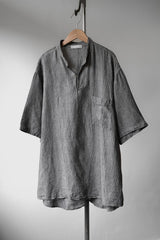 CONFECT nest Robe リネンヘアラインストライプスキッパーシャツ 日本のデザイナーブランド リネン細ストレートストライプ セーラーグローブ ヘッドシャツ