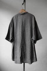 CONFECT nest Robe リネンヘアラインストライプスキッパーシャツ 日本のデザイナーブランド リネン細ストレートストライプ セーラーグローブ ヘッドシャツ