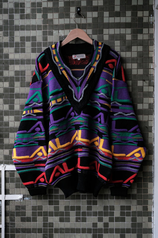 "Andre Luciano" Vintage 3D Knit Sweater (COOGI STYLE) Colorful three-dimensional knitted sweater