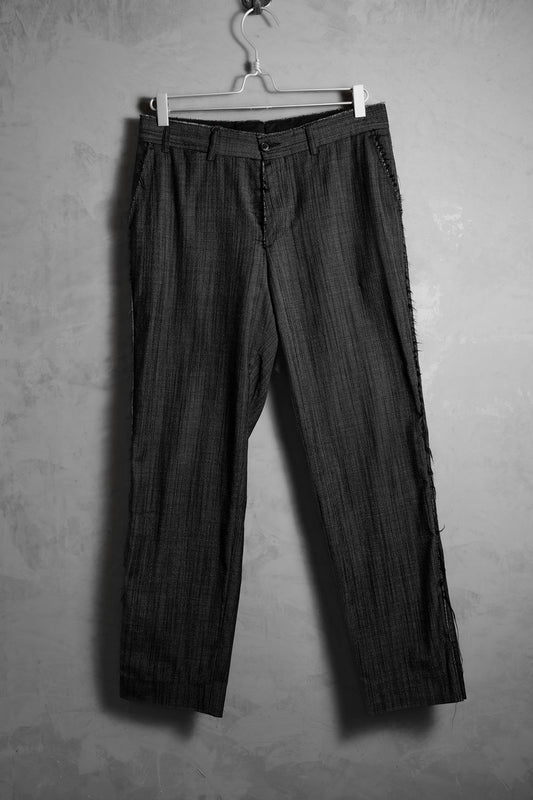 OUR LEGACY 15A/W Motion Stirpe Pants 灰黑羊毛鬚邊長褲