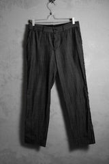 OUR LEGACY 15A/W モーション スティルプ パンツ フリンジエッジのグレーとブラックのウールパンツ