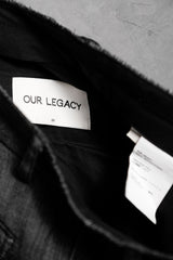 OUR LEGACY 15A/W モーション スティルプ パンツ フリンジエッジのグレーとブラックのウールパンツ