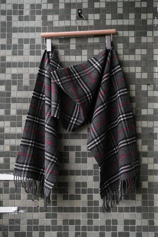 バーバリー ヴィンテージ ノバチェック ウール スカーフ イギリス製 ダークグレー
