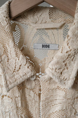 BODE Cotton Lace Shirt - Ecru New York designer brand antique lace fabric remake shirt
