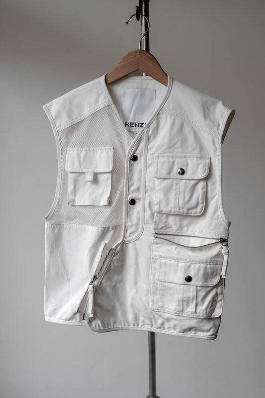KENZO Utility Cargo Vest 白色帆布工裝背心