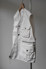 KENZO ユーティリティ カーゴベスト ホワイト キャンバス ワークベスト
