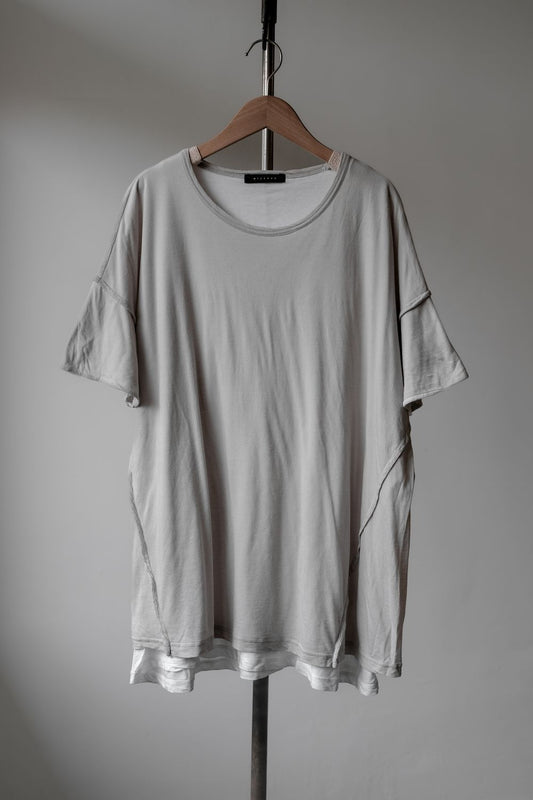 WIZZARD ダブルレイヤードTシャツ 日本のデザイナーブランド フェイクツーピース ダブルレイヤード 半袖トップス 日本製