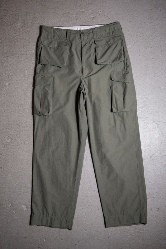 e.sen Nylon/Cotton Military Cargo Pants Japanese designer brand nylon blend multi-pocket military pants made in Japan
