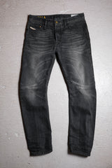 Diesel J-Cut Black Washed Denim Jeans Diesel washed black denim curved cut jeans made in Italy