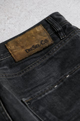 Diesel J-Cut Black Washed Denim Jeans Diesel washed black denim curved cut jeans made in Italy
