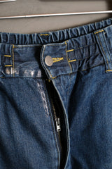 CLESSTE 24A/W シルバープリント ヴィンテージウォッシュ セルビッジデニム ワイドパンツ 日本のデザイナーブランド シルバープレートプリント デニム ワイドパンツ