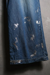 CLESSTE 24A/W シルバープリント ヴィンテージウォッシュ セルビッジデニム ワイドパンツ 日本のデザイナーブランド シルバープレートプリント デニム ワイドパンツ