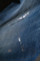 CLESSTE 24A/W シルバープリント ヴィンテージウォッシュ セルビッジデニム ワイドパンツ 日本のデザイナーブランド シルバープレートプリント デニム ワイドパンツ