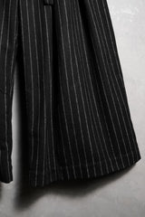 Huan Xiang Zhe ストライプ はかまパンツ 中国デザイナーブランドのストライプ ウール ワイドレッグ ワイドパンツ