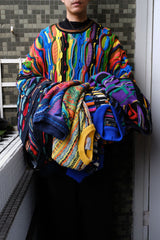 COOGI Vintage 3D Knit Sweater Zip Jacket Australian wool brand colorful three-dimensional knitted zipper sweater