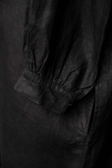 French 1910's Antique Black Indigo Linen Biaude French Antique Natural Linen Dyed Black Horse Trader Blouse