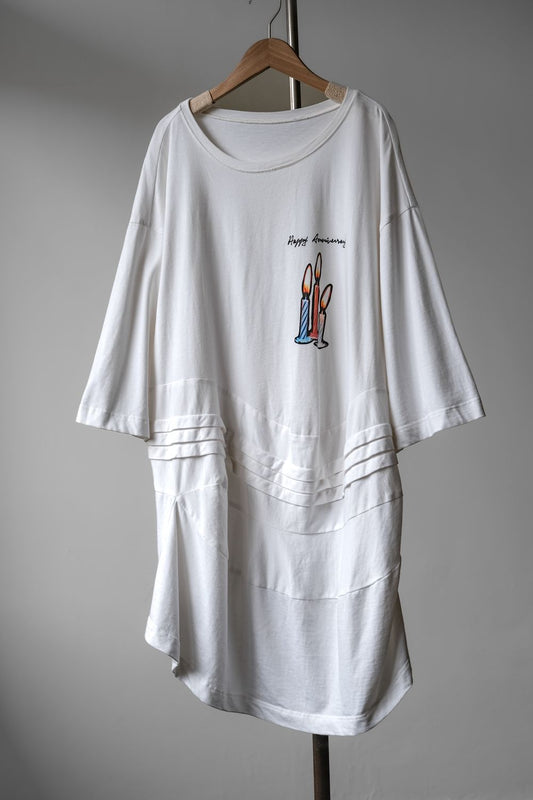 WU JIU PLEASE S/S19「Happy Anniversary」レイヤードトップス 台湾デザイナーブランドの不規則な構造のレイヤードショートTシャツ