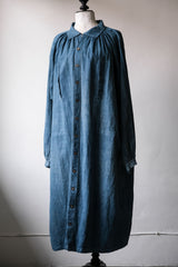 French 1910's Antique Indigo Linen Biaude French antique natural linen blue-dyed horse dealer's blouse