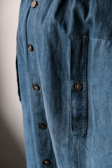 French 1910's Antique Indigo Linen Biaude French antique natural linen blue-dyed horse dealer's blouse