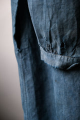 French 1910's Antique Indigo Linen Biaude French antique natural linen blue-dyed horse dealer's blouse