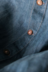 French 1910's Antique Indigo Linen Biaude French antique natural linen blue-dyed horse dealer's blouse