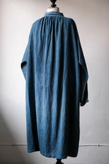 French 1910's Antique Indigo Linen Biaude French antique natural linen blue-dyed horse dealer's blouse