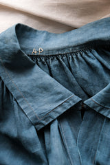 French 1910's Antique Indigo Linen Biaude French antique natural linen blue-dyed horse dealer's blouse