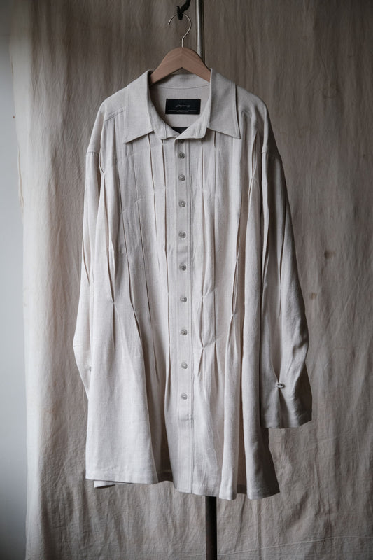 Professor.E 24SS - Pleated Long Shirt Beige