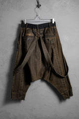 AF ARTIFACT 18A/W Persimmon-Dyed Suspenders Jodhurs Japanese designer brand persimmon-dyed linen suspenders low-rise riding pants made in Japan