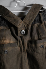 AF ARTIFACT 18A/W Persimmon-Dyed Suspenders Jodhurs Japanese designer brand persimmon-dyed linen suspenders low-rise riding pants made in Japan