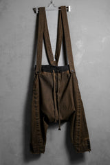 AF ARTIFACT 18A/W Persimmon-Dyed Suspenders Jodhurs Japanese designer brand persimmon-dyed linen suspenders low-rise riding pants made in Japan