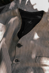 French Vintage Striped Gilet Jacket 法國古著 棉質條紋馬甲工作外套