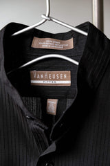 「ヴァンハイデン」ノーカラーストライプシャツ ヴィンテージレーヨンノーカラーストライプシャツ