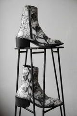 Soerte Square Toe Leather Boots Japanese brand snake print square toe leather boots