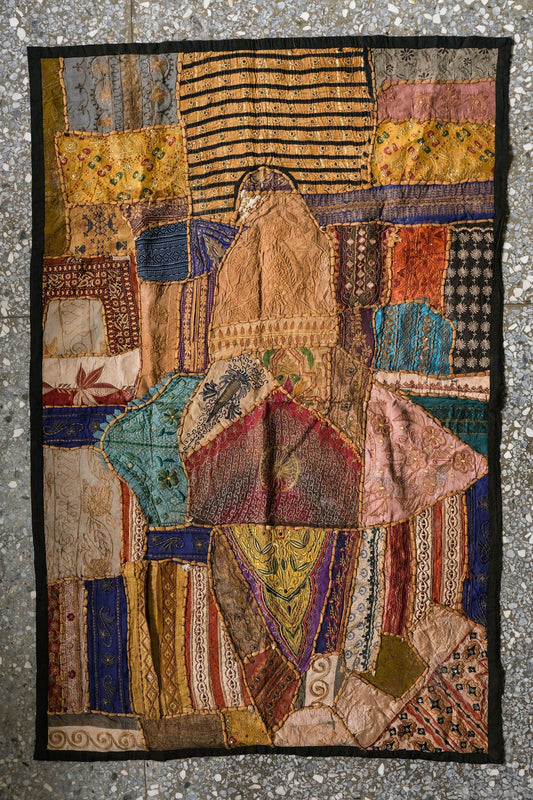 Vintage Kutch Embroidery fabric handmade vintage Gujarati embroidery fabric decoration wall hanging can be used