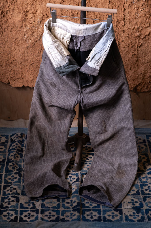 1960年代のフランス製ダメージ加工ヴィンテージウールワークパンツ