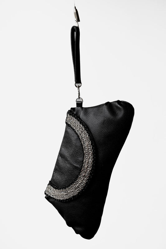 LIMI feu Yohji Yamamoto クリスタルチェーンレザークラッチバッグ LIMI feu Yohji Yamamoto クリスタルチェーンレザークラッチバッグ