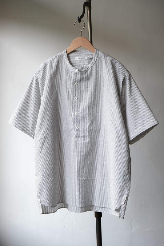 Nonnative 19SS SCIENTIST PULLOVER SHIRT - SEERSUCKER STRIPE 日本のデザイナーブランド ストライプシアサッカープルオーバーシャツ 日本製