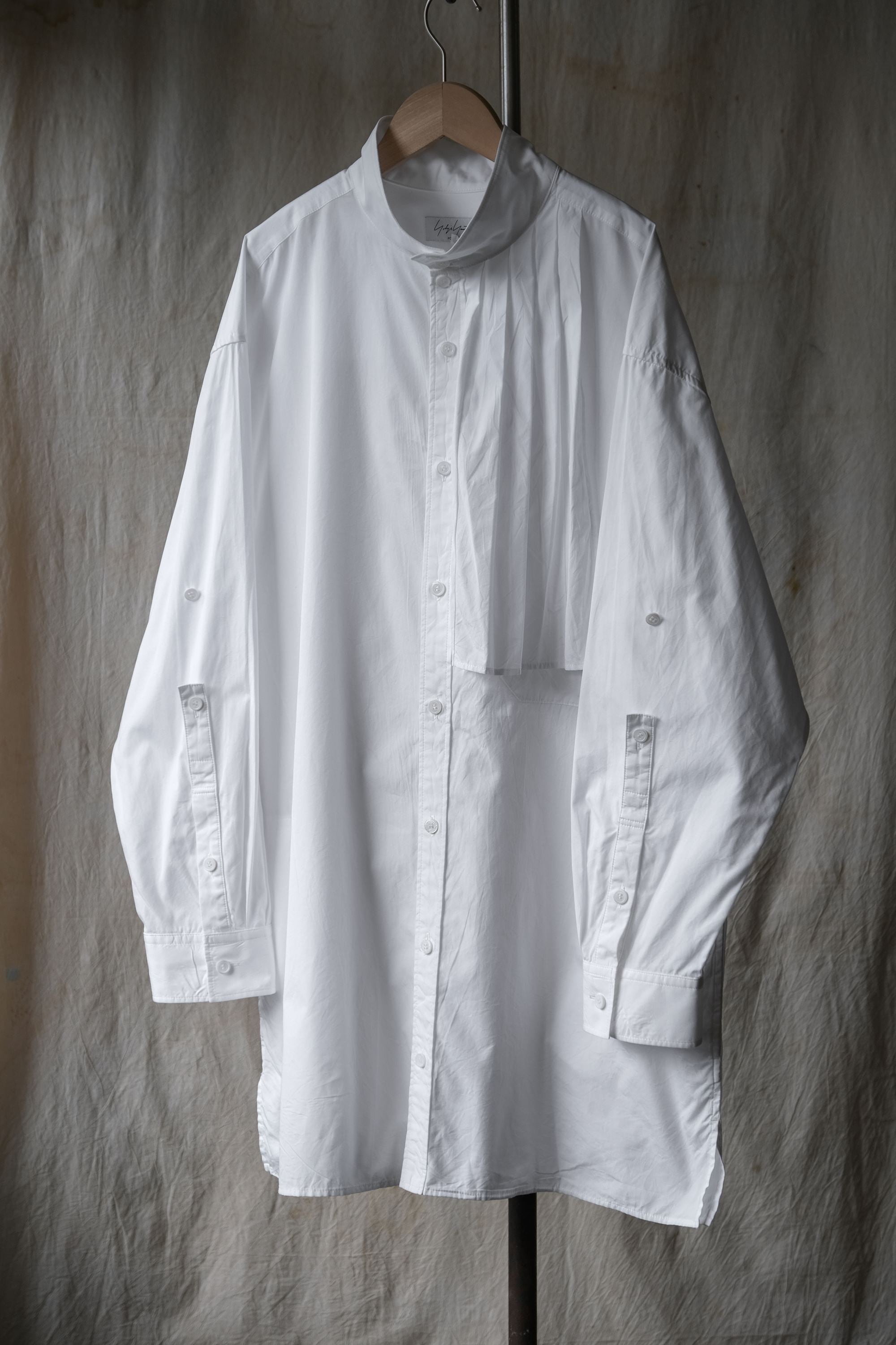 Yohji Yamamoto Pour Homme 19S/S Stand Collar Pleated Shirt Yohji