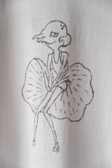 90's Vintage Graffiti Tee 90's Vintage Short Kick Women's Clothes Old Man Illustration Single Thread Sewing